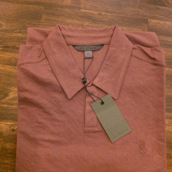 John Varvatos Polo Shirt Men's XS Mauvewood Peace Sign Logo K6497S24 NWT - Picture 13 of 14